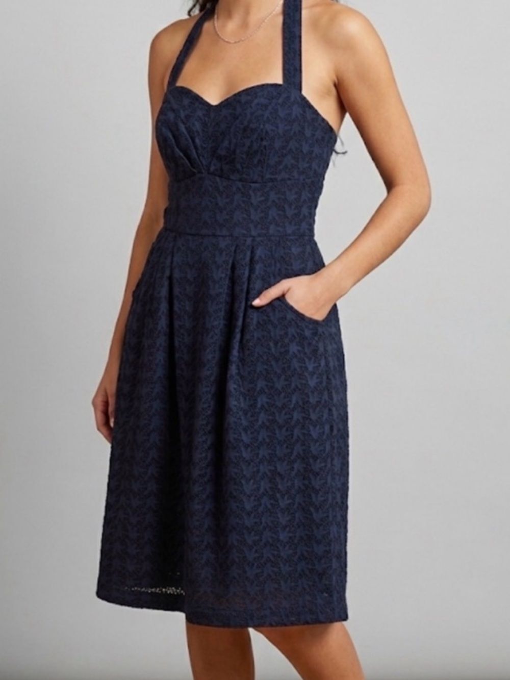 Anthropologie Girls From Savoy eyelet navy dress size 0